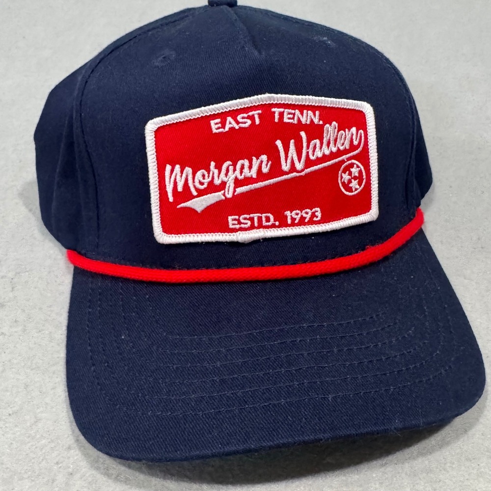 Morgan Wallen Snapback Hat Unisex One Size Navy Blue Red Rope Patch Cap